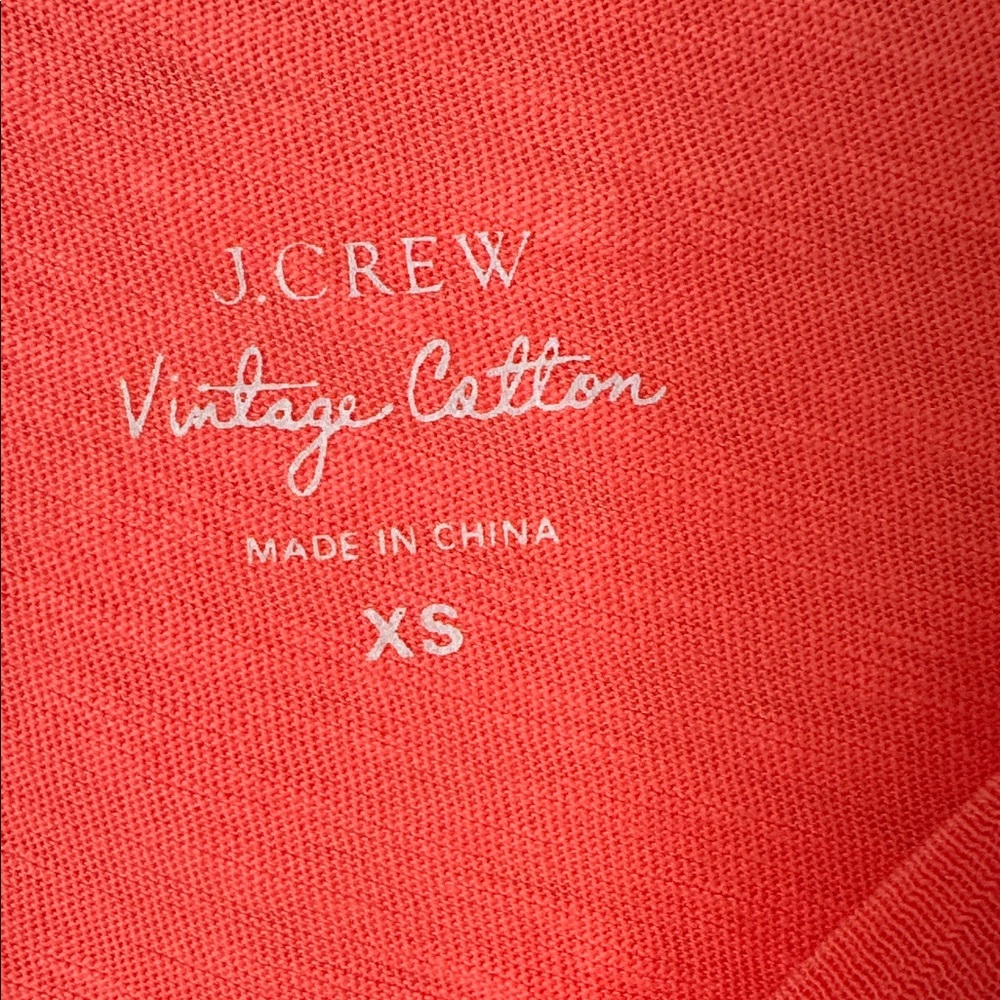 J. Crew Women’s Bright Coral Long Sleeve Tee • 100% Vintage Cotton • Size XS - Picture 3 of 6
